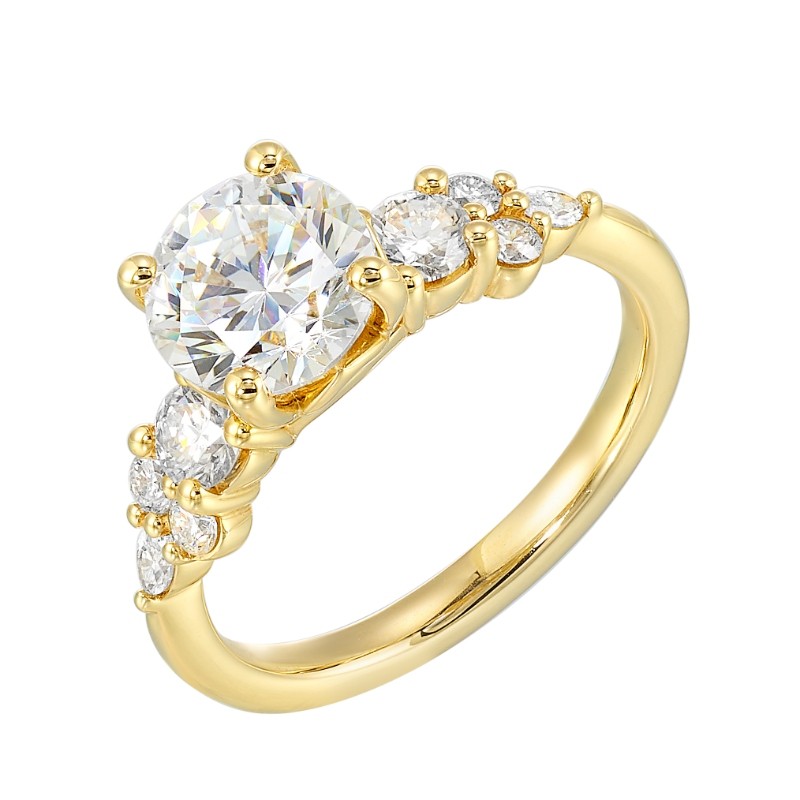 14Kt Yellow Gold Semi Mount 1/2Ctw For 1 1/2Ctw Round Center