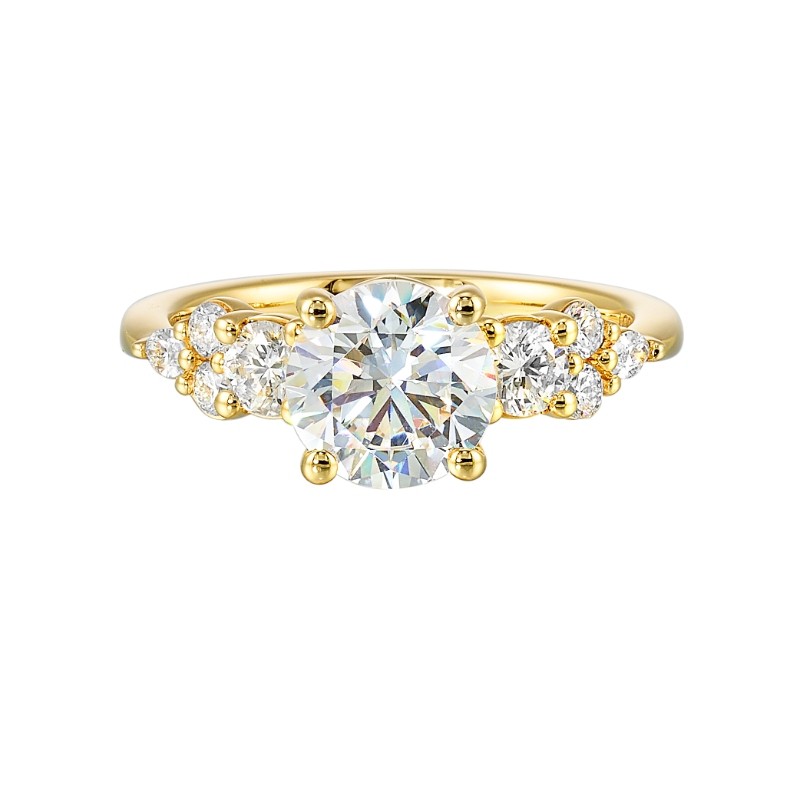 14Kt Yellow Gold Semi Mount 1/2Ctw For 1 1/2Ctw Round Center