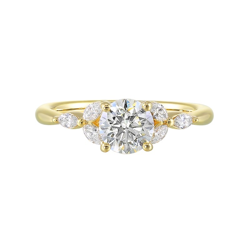 14Kt Yellow Gold Semi Mount 1/5Ctw For 1Ctw Round Center