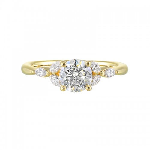 14Kt Yellow Gold Semi Mount 1/5Ctw For 1Ctw Round Center