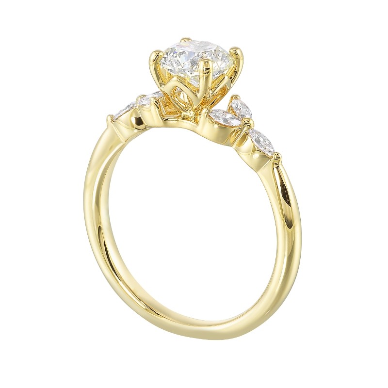 14Kt Yellow Gold Semi Mount 1/5Ctw For 1Ctw Round Center