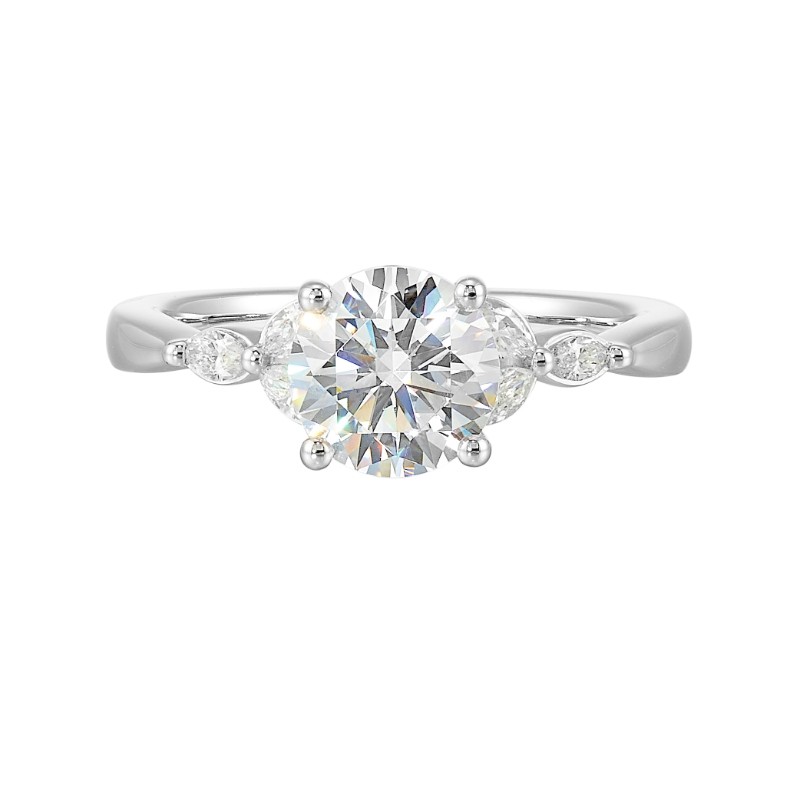 14Kt White Gold Semi Mount 1/5Ctw For 1 1/2Ctw Round Center