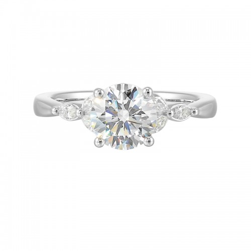 14Kt White Gold Semi Mount 1/5Ctw For 1 1/2Ctw Round Center