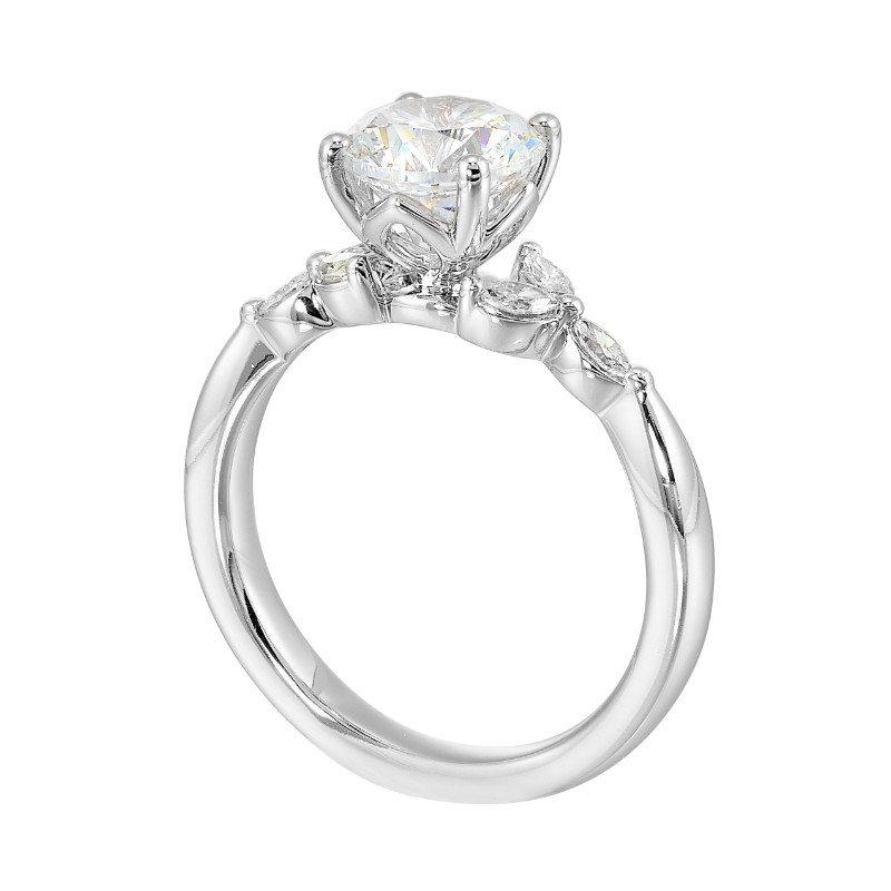 14Kt White Gold Semi Mount 1/5Ctw For 1 1/2Ctw Round Center
