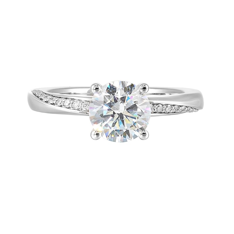 14Kt White Gold Semi Mount 1/6Ctw For 1 1/2Ctw Round Center