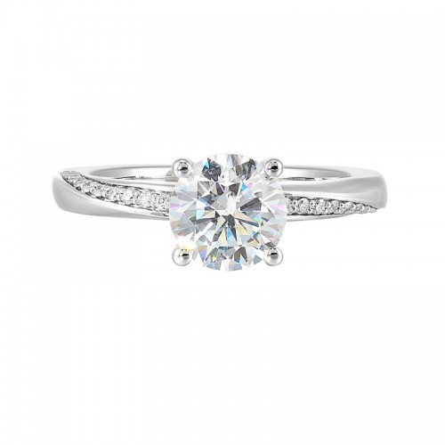 14Kt White Gold Semi Mount 1/6Ctw For 1 1/2Ctw Round Center