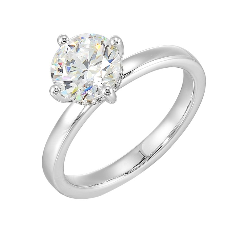 14Kt White Gold Semi Mount 1/20Ctw For 1 1/2Ctw Round Center
