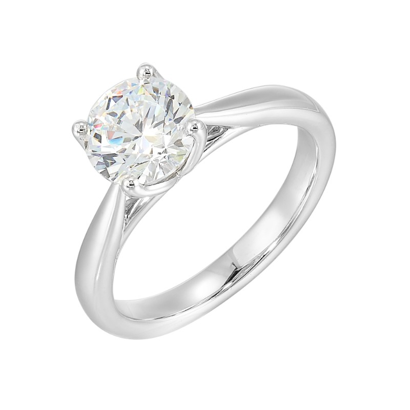 14Kt White Gold Semi Mount For 1 1/2Ctw Round Center