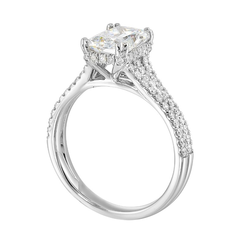 14Kt White Gold Semi Mount 3/8Ctw For 2Ctw Radiant Center