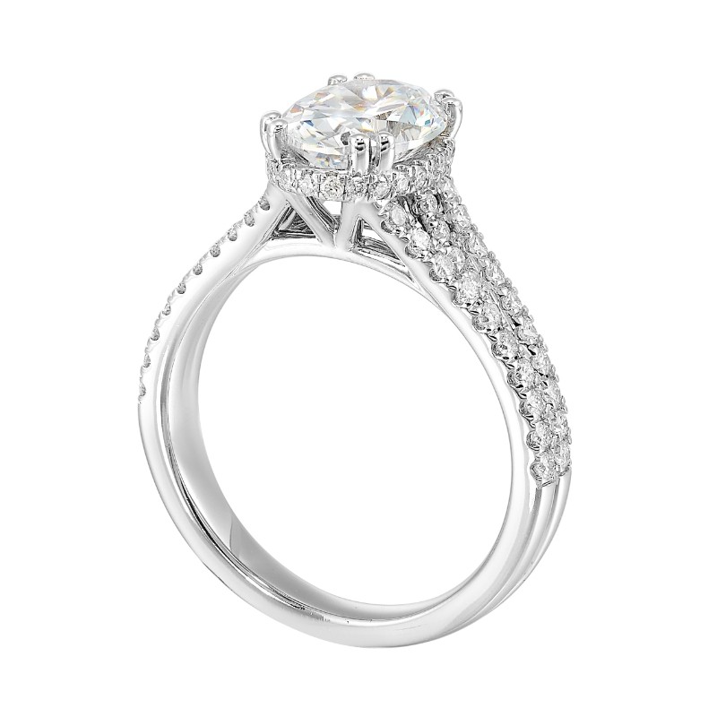 14Kt White Gold Semi Mount 1/2Ctw For 2Ctw Oval Center