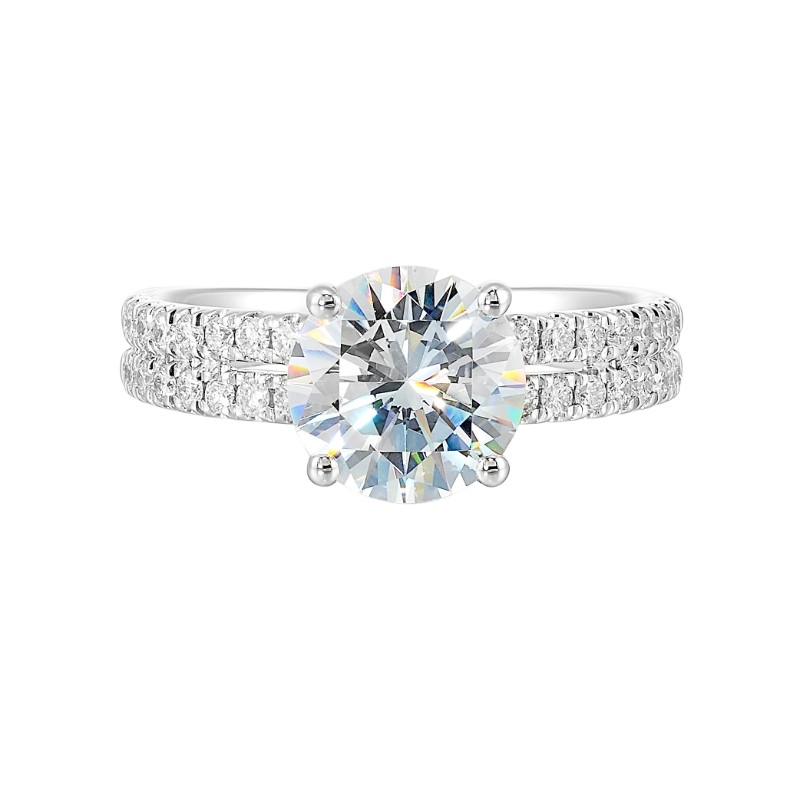 14Kt White Gold Semi Mount 1/2Ctw For 2Ctw Round Center