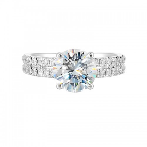 14Kt White Gold Semi Mount 1/2Ctw For 2Ctw Round Center