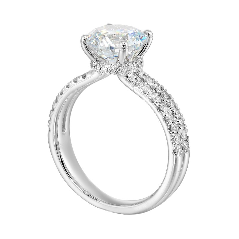 14Kt White Gold Semi Mount 1/2Ctw For 2Ctw Round Center