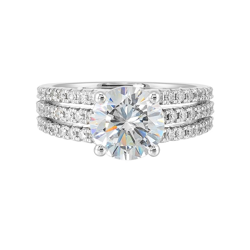 14Kt White Gold Semi Mount 3/8Ctw For 2Ctw Round Center