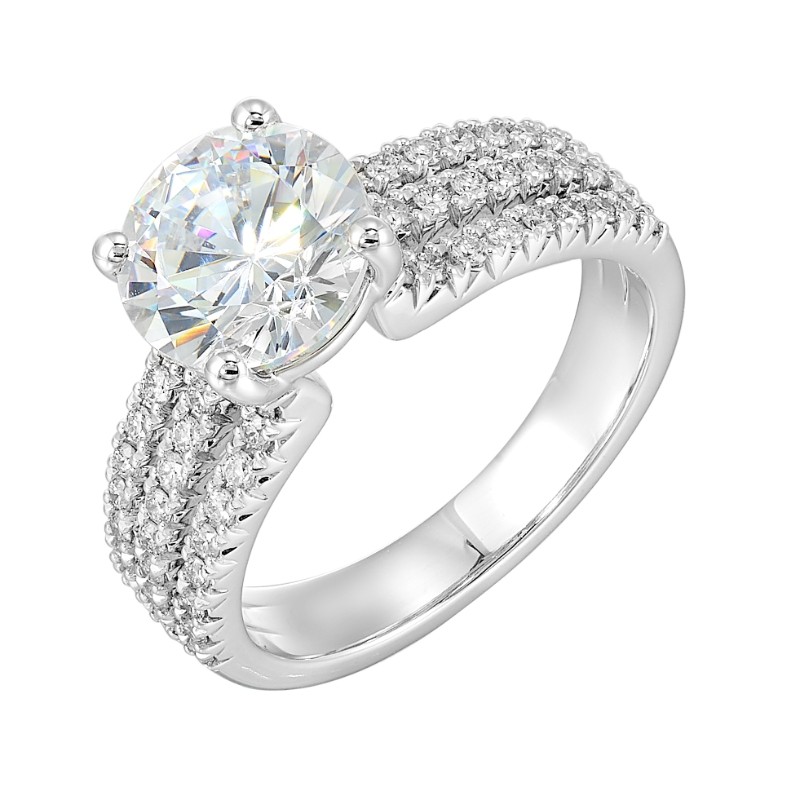 14Kt White Gold Semi Mount 3/8Ctw For 2Ctw Round Center