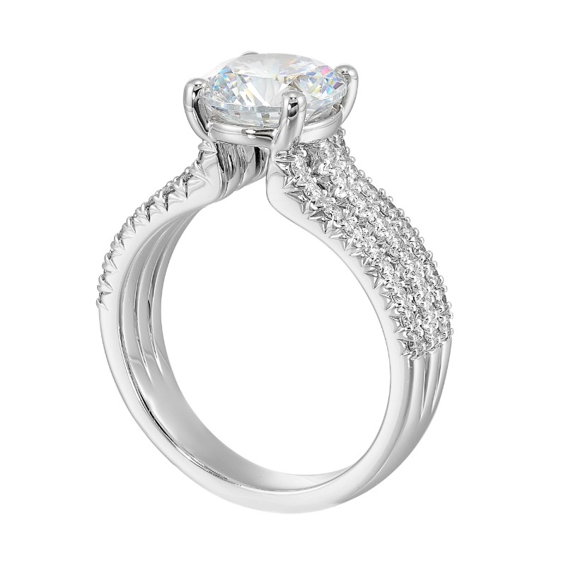 14Kt White Gold Semi Mount 3/8Ctw For 2Ctw Round Center