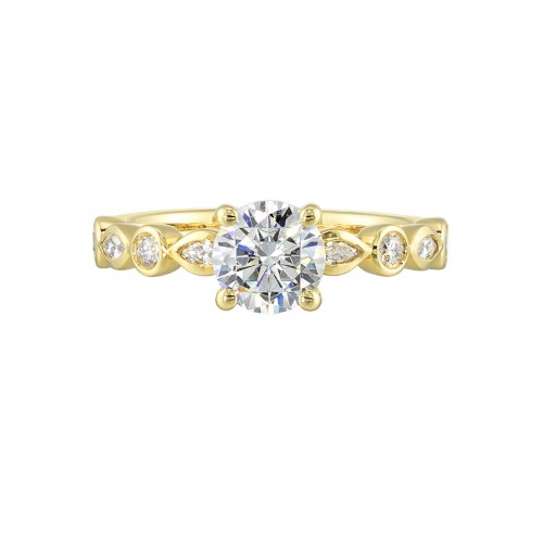 14Kt Yellow Gold Semi Mount 1/3Ctw For 1Ctw Round Center