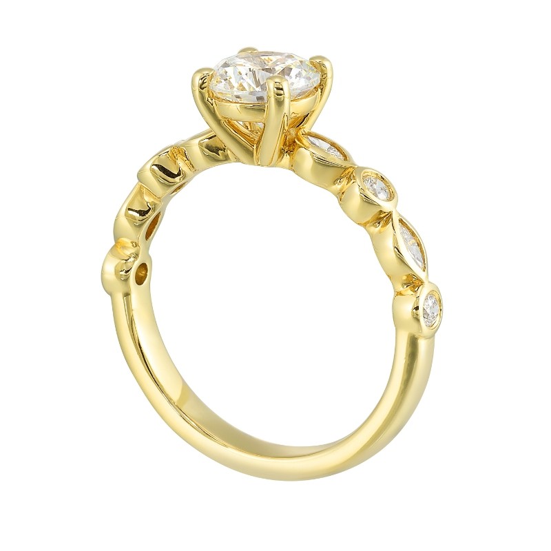 14Kt Yellow Gold Semi Mount 1/3Ctw For 1Ctw Round Center