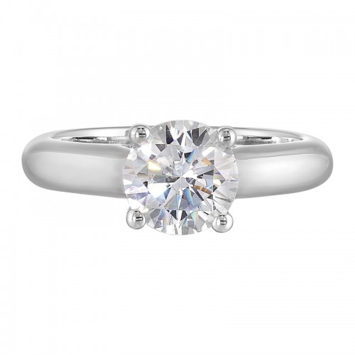 14K White Semi Mount 1/20Ctw For 1 1/2Ct Round Center