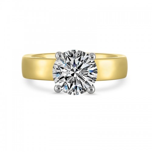 14K White Yellow Semi Mount 1/10Ctw For 2Ct Round Center