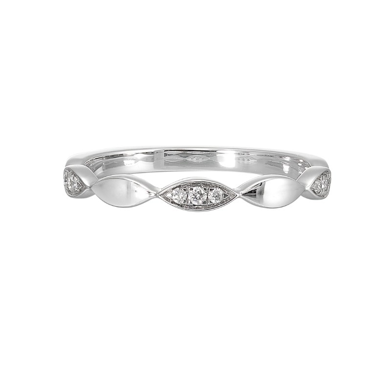 14Kt White Gold Diamond 1/15Ctw Stackable Ring