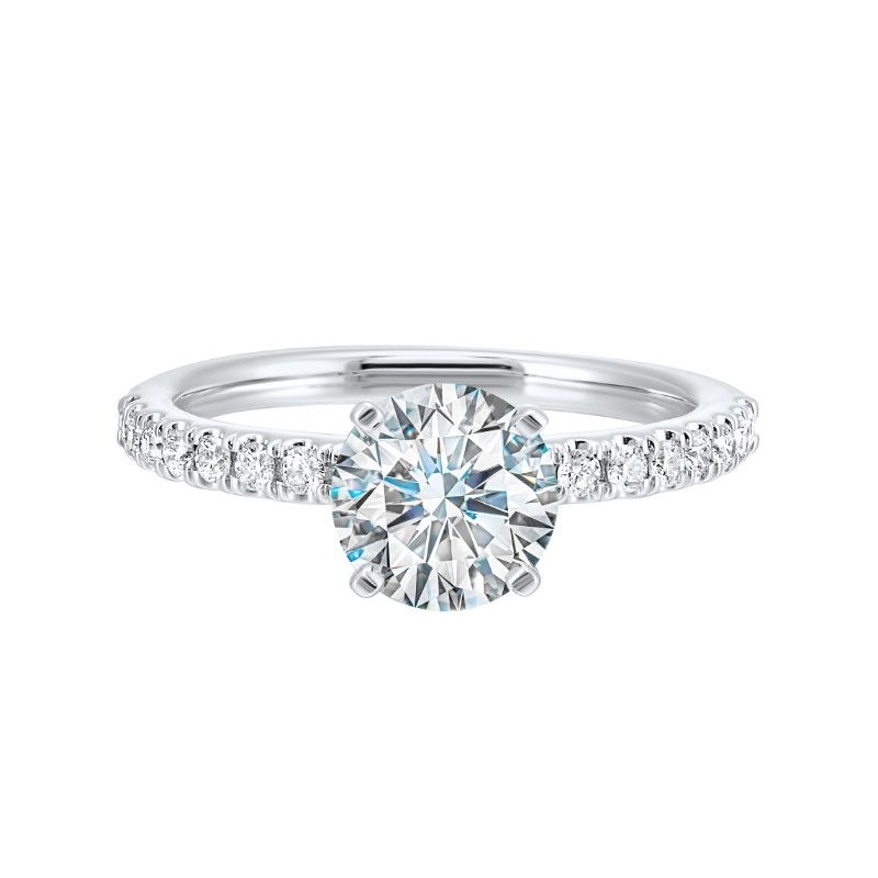 14Kt White Gold Semi Mount 1/4Ctw For 1Ctw Round Center