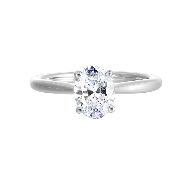 14Kt White Gold Semi Mount 1/20Ctw For 1Ctw Oval Center