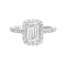 14Kt White Gold Semi Mount 3/8Ctw For 1Ctw Emerald Cut Center