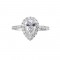 14Kt White Gold Semi Mount 3/8Ctw For 1Ctw Pear Center