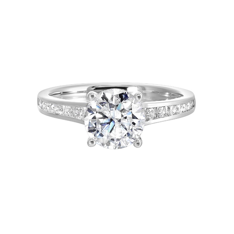 14Kt White Gold Semi Mount 1/3Ctw For 1Ctw Round Center