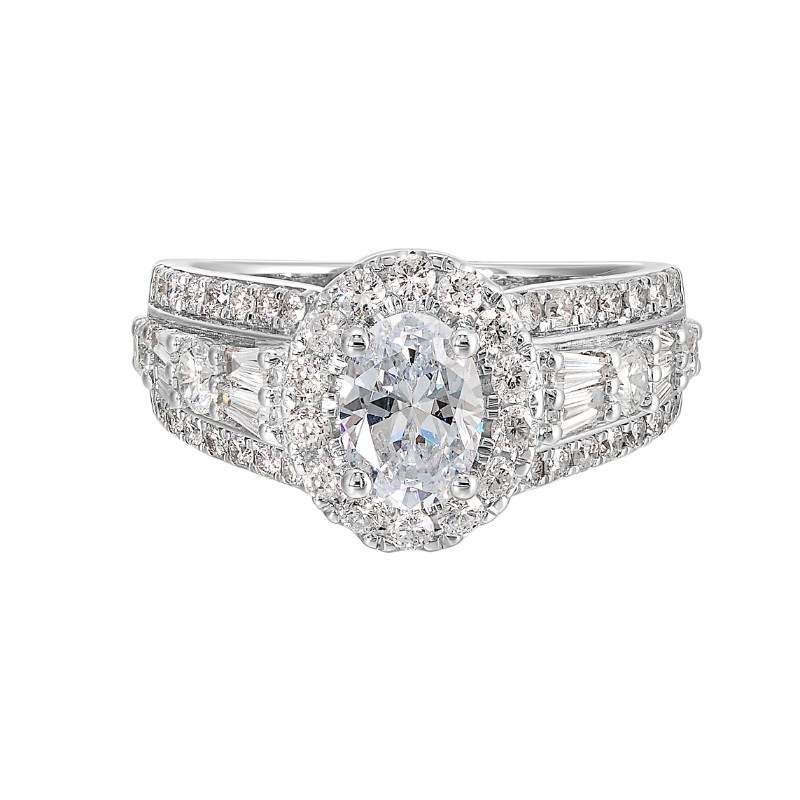 14Kt White Gold Semi Mount 1 1/7Ctw For 1Ctw Oval Center