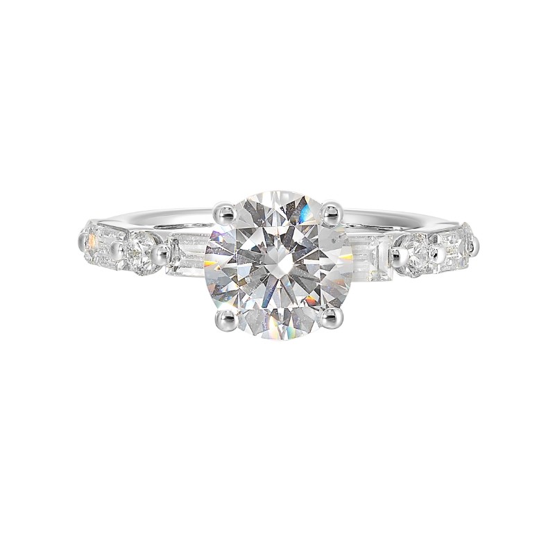 14Kt White Gold Semi Mount 3/4Ctw For 2Ctw Round Center