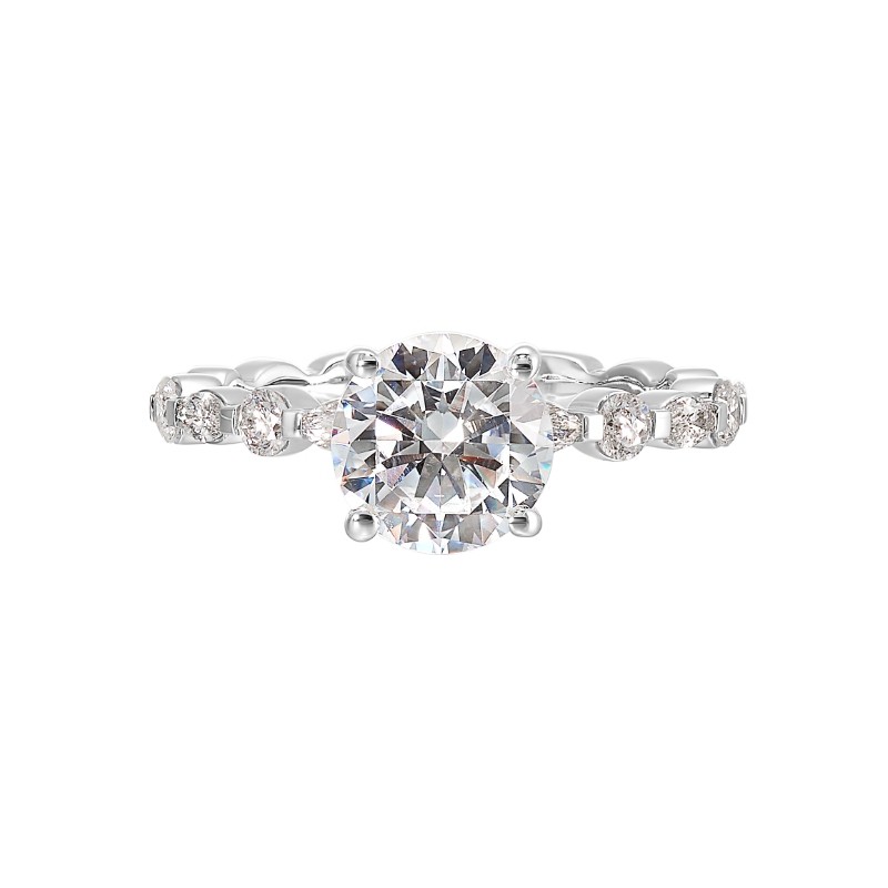 14Kt White Gold Semi Mount 3/8Ctw For 1 1/2Ctw Round Center