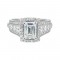 14Kt White Gold Semi Mount 1 1/3Ctw For 2Ctw Emerald Cut Center