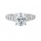 14Kt White Gold Semi Mount 1Ctw For 2Ctw Oval Center