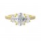 14Kt Yellow Gold Semi Mount 7/8Ctw For 2Ctw Oval Center