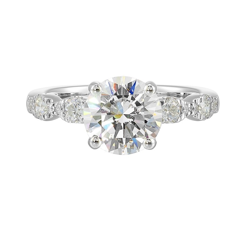 14Kt White Gold Semi Mount 1/2Ctw For 2Ctw Round Center