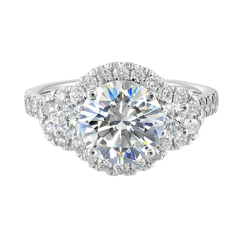 14Kt White Gold Semi Mount 1Ctw For 2Ctw Round Center
