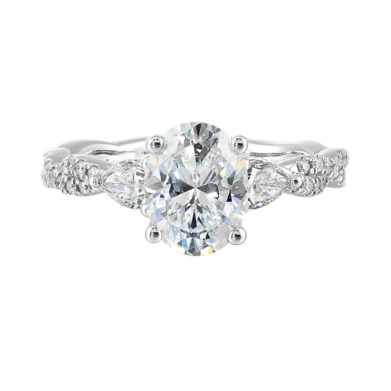 14Kt White Gold Semi Mount 5/8Ctw For 2Ctw Oval Center