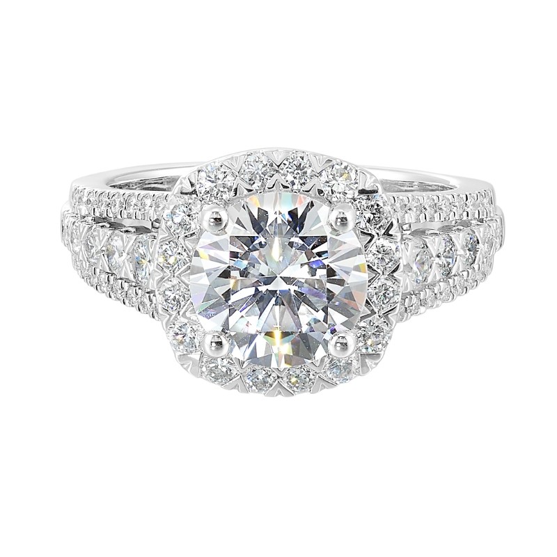 14Kt White Gold Semi Mount 7/8Ctw For 2Ctw Round Center