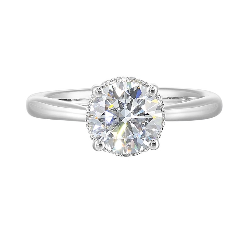 14Kt White Gold Semi Mount 1/7Ctw For 1 1/2Ctw Round Center