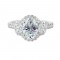 14Kt White Gold Semi Mount 3/4Ctw For 2Ctw Oval Center