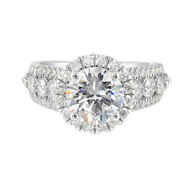 14Kt White Gold Semi Mount 1 1/4Ctw For 2Ctw Round Center