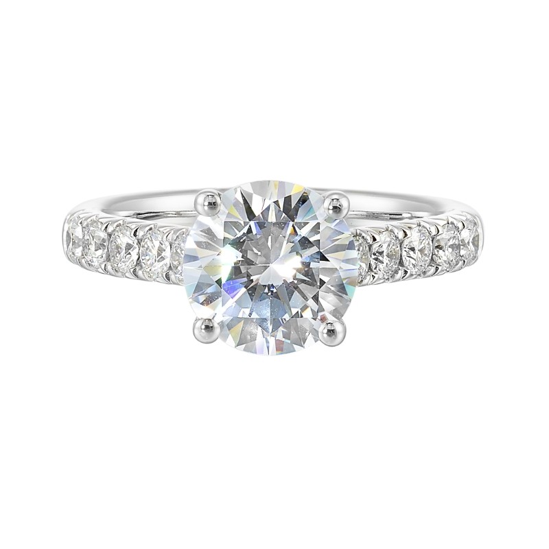 14Kt White Gold Semi Mount 1/2Ctw For 2Ctw Round Center