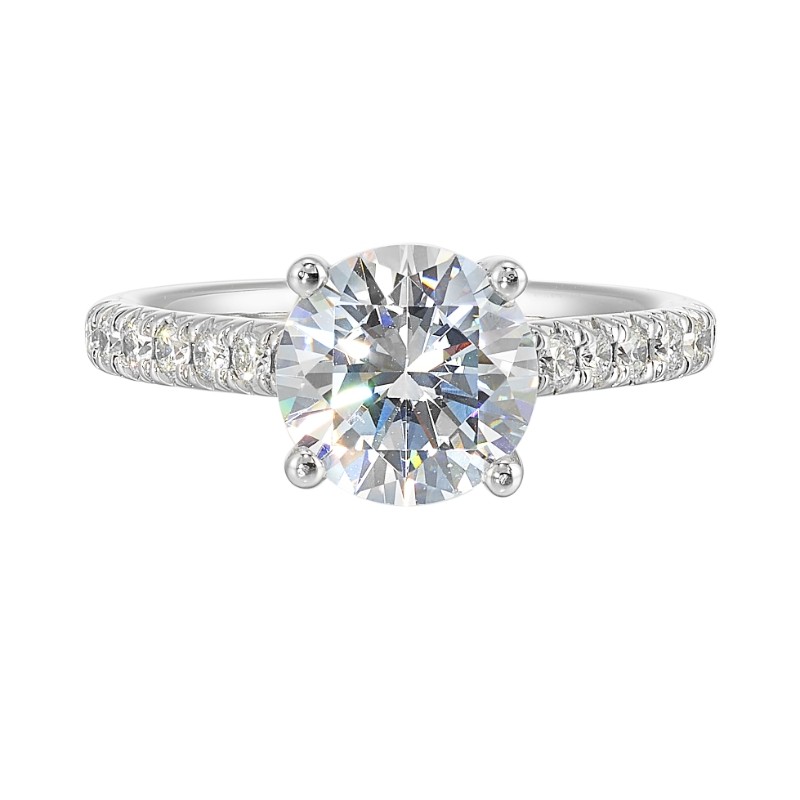 14Kt White Gold Semi Mount 1/2Ctw For 2Ctw Round Center