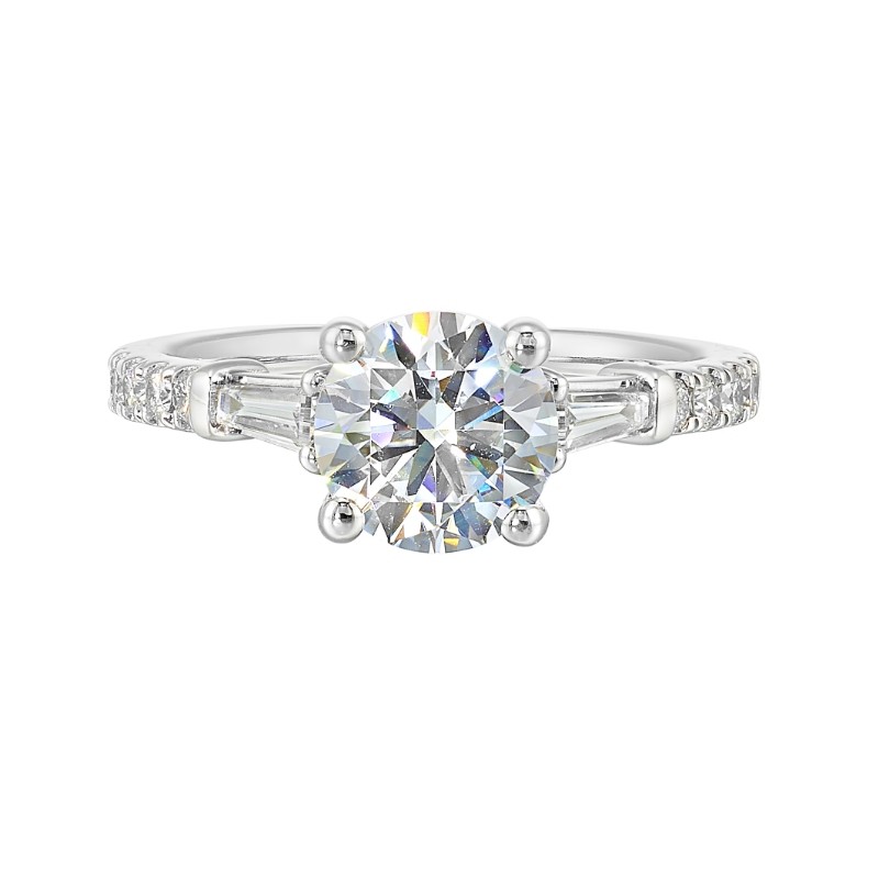14Kt White Gold Semi Mount 3/8Ctw For 1 1/2Ctw Round Center