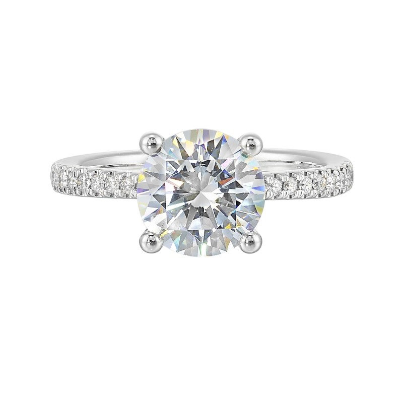 14Kt White Gold Semi Mount 1/4Ctw For 2Ctw Round Center