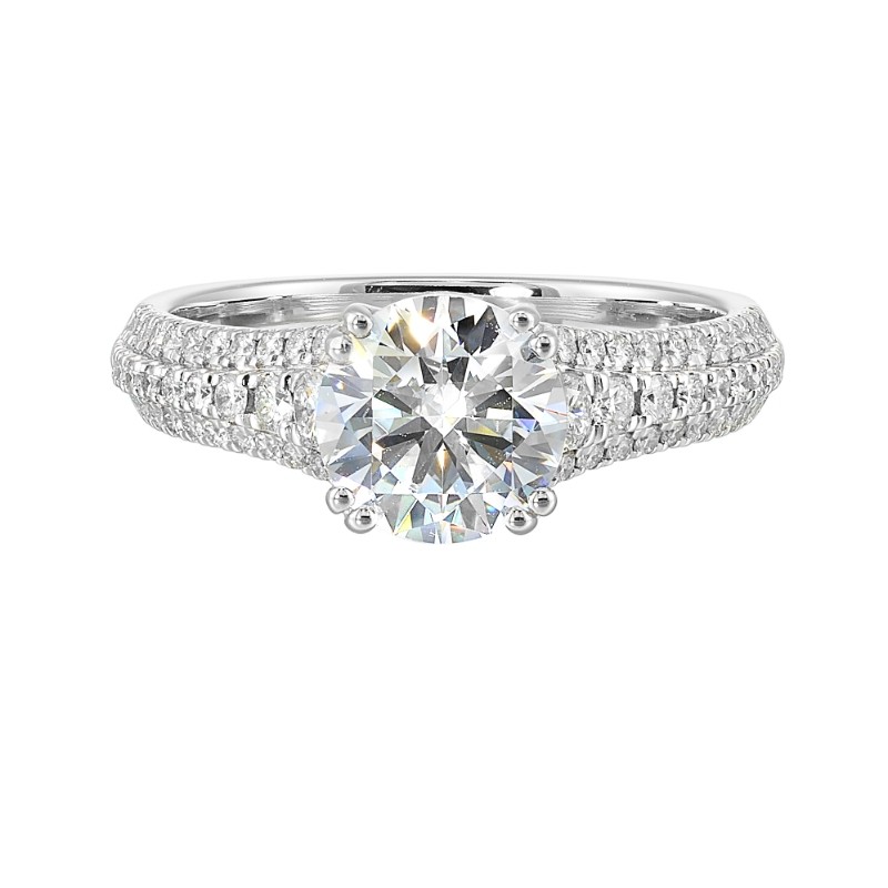 14Kt White Gold Semi Mount 1/2Ctw For 1 1/2Ctw Round Center