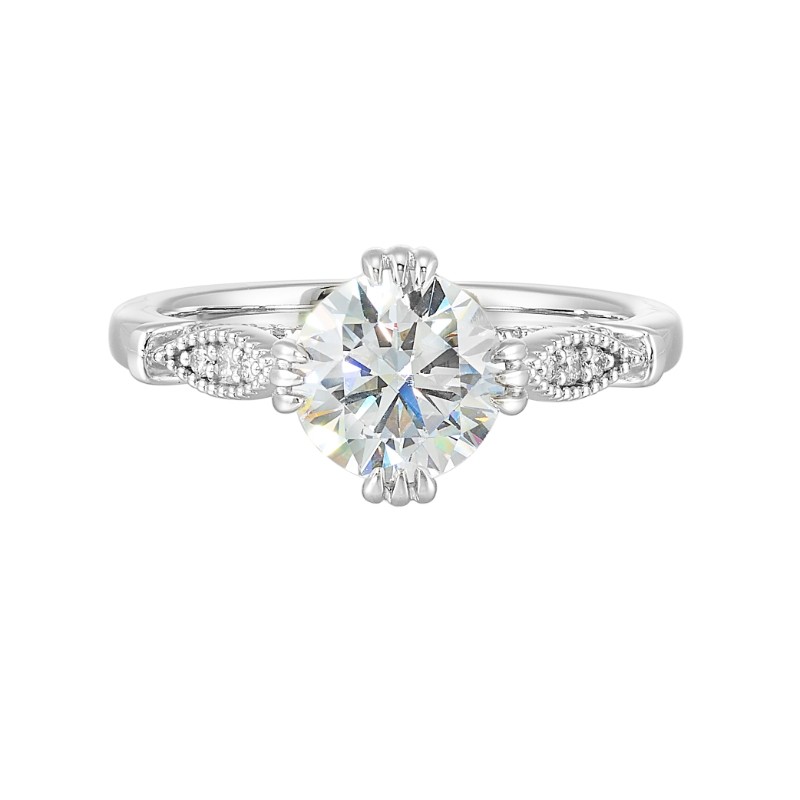 14Kt White Gold Semi Mount 1/4Ctw For 1 1/2Ctw Round Center