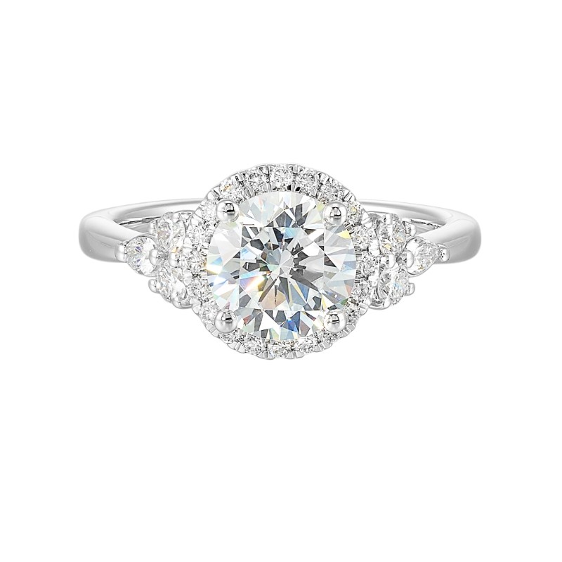 14Kt White Gold Semi Mount 3/8Ctw For 1 1/2Ctw Round Center